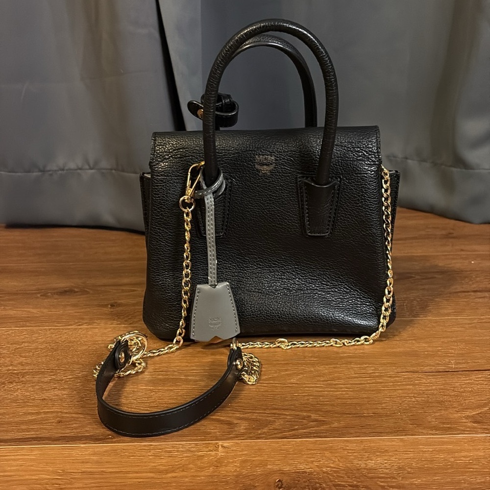 MCM Mini Black Satchel with Chain Strap - Picture 2 of 9